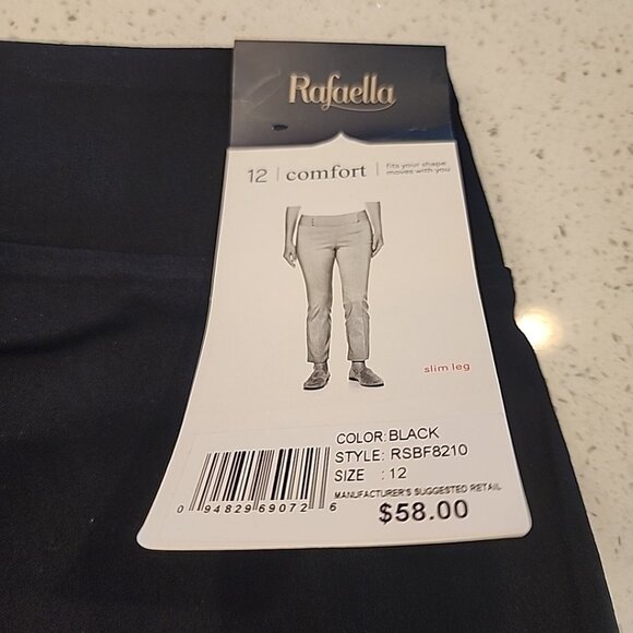 NWT Rafaella Pull On Black Pants 12 Slim Leg Stretch - Picture 6 of 7